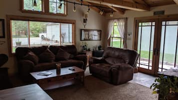 TV, DVD player, video library