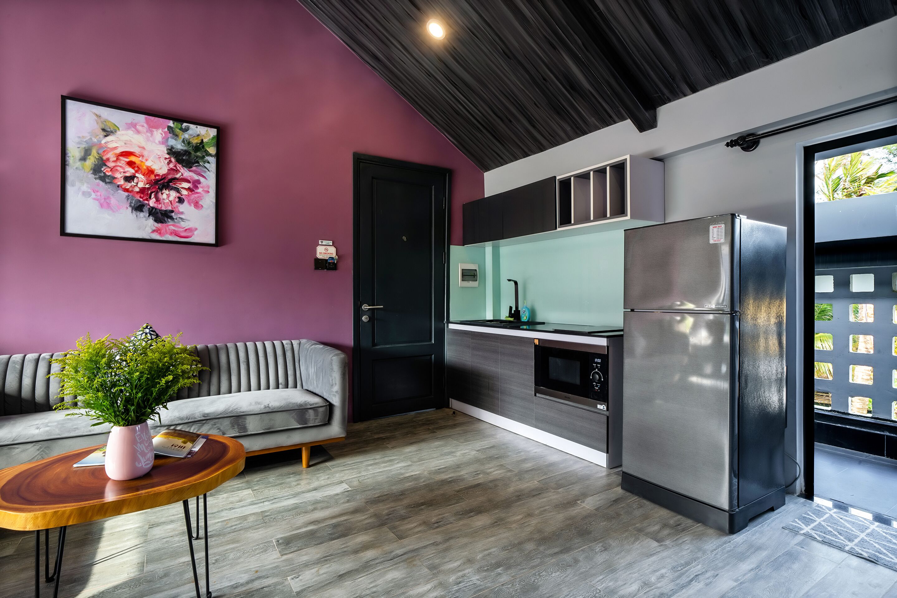 family studio room poolview with balcony and bathtub | private kitchen | electric kettle