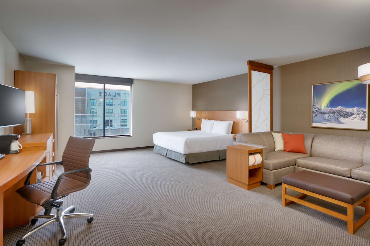 room, 1 king bed with sofa bed, accessible (shower) | desk, blackout curtains, iron/ironing board, free wifi