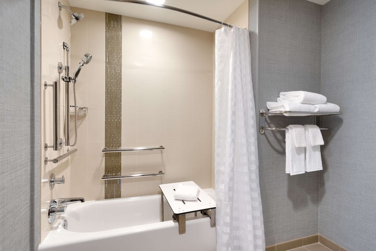 room, accessible, bathtub (2 queenbed & 1 sofabed) | bathroom | designer toiletries, hair dryer, towels