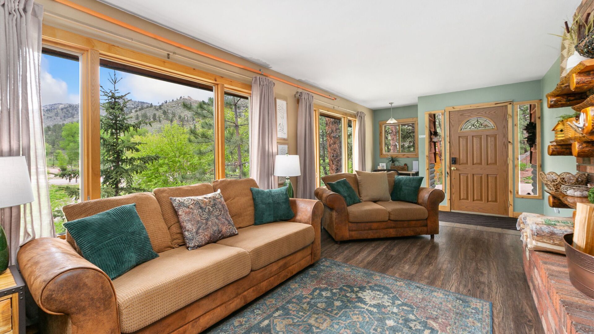 Smart TV, chimenea, reproductor de DVD y libros 