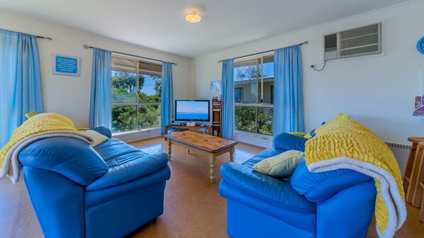 Flat-screen TV, DVD player