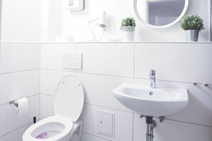 Een douche, een haardroger, handdoeken