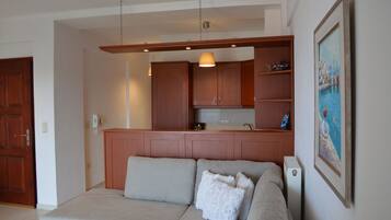 Panoramic Apartment, 1 Queen Bed with Sofa bed, Terrace, Sea View | Living area | Flat-screen TV