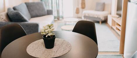 Panoramic Apartment, 1 Bedroom, Balcony, Marina View | Living area | Flat-screen TV