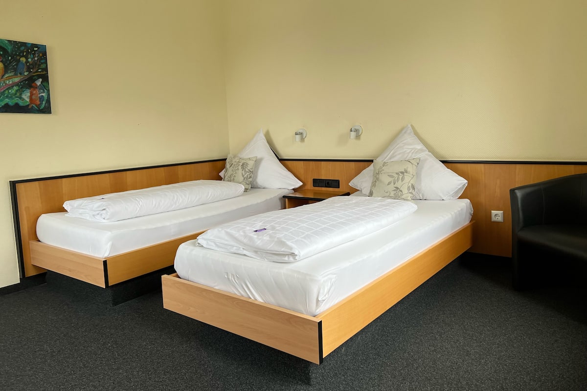 Classic Double Room, 2 Single Beds | Desk, laptop workspace, blackout curtains, free WiFi