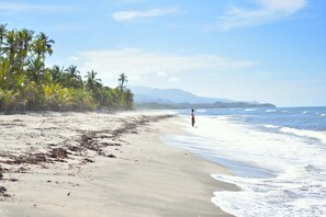On the beach, white sand