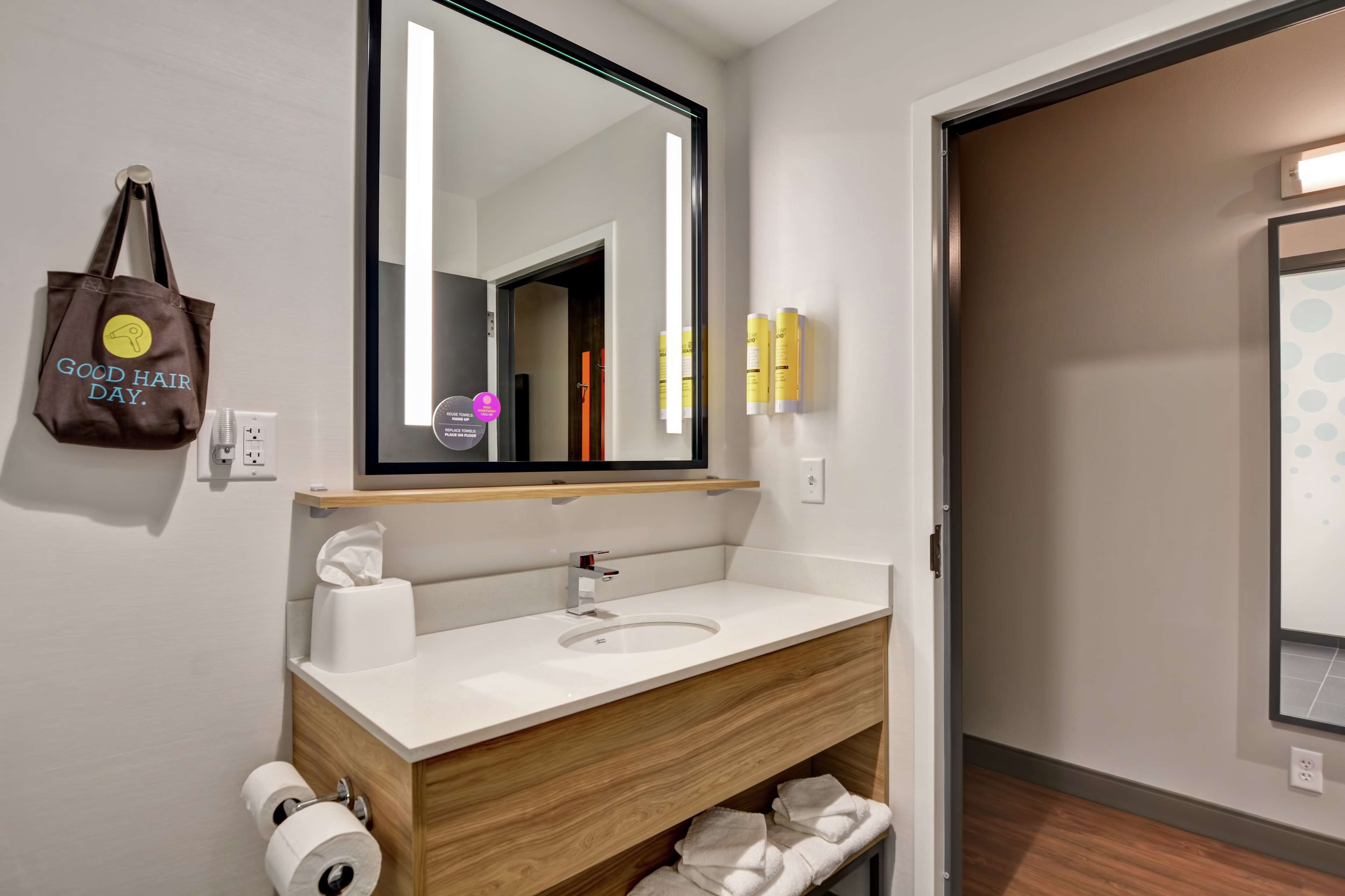 free toiletries, hair dryer, towels