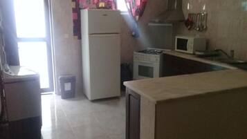 Fridge, oven, stovetop, coffee/tea maker