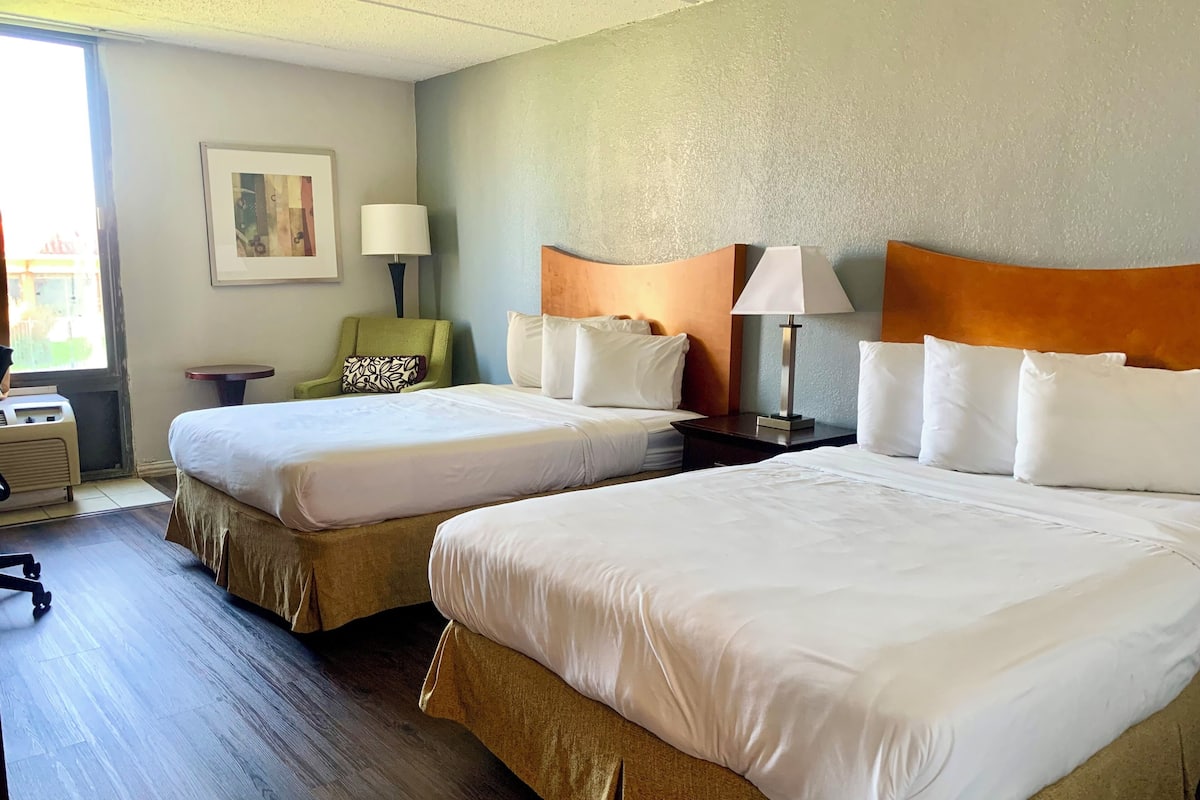 Economy Double Room, 2 Double Beds, Non Smoking | 1 bedroom, down comforters, desk, laptop workspace