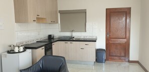 Fridge, microwave, oven, electric kettle