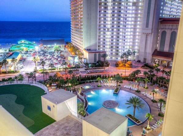 A rooftop pool