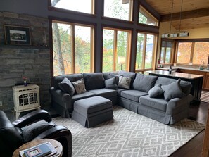 Smart TV, fireplace, stereo