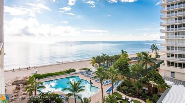 A resort with a pool, beach, and ocean view. - Oceanfront Studio w/balcony & Private Beach - Walk to shops & Dining (Fort Lauderdale)
