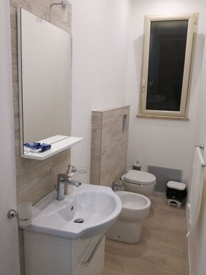 Dusche, Haartrockner, Bidet, Handtücher