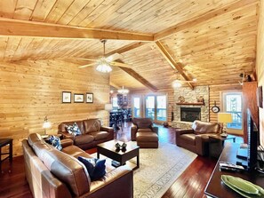 スマートテレビ、暖炉、DVD プレーヤー、書庫