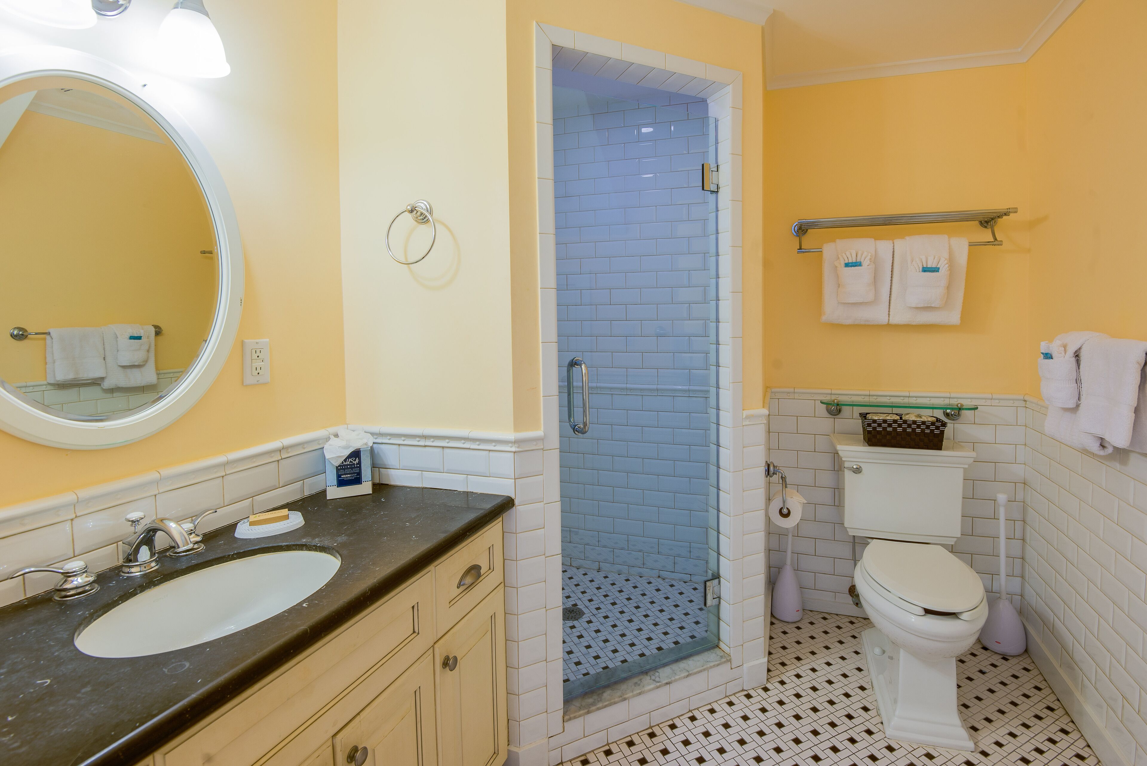 one bedroom deck villa | bathroom | hair dryer, bathrobes, towels, soap