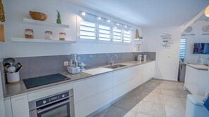 Fridge, microwave, oven, dishwasher