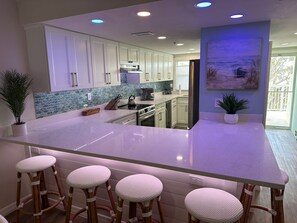 Fridge, microwave, oven, stovetop - Direct Gulf View, Beach Condo on Manasota Key, FL (Englewood)