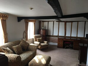 Smart TV, caminetto, libri