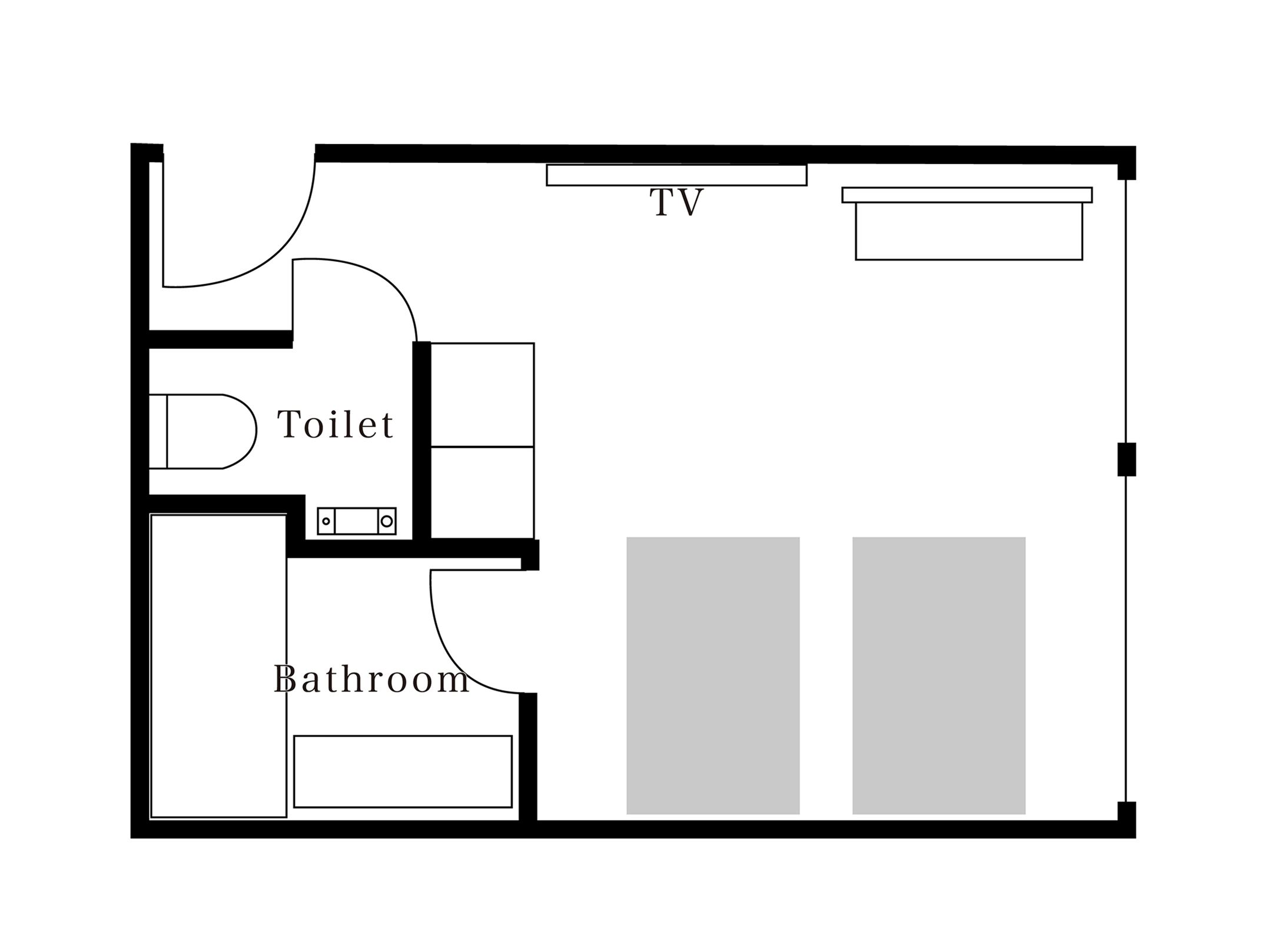 classic twin room, 2 single beds, non smoking, private bathroom | floor plan