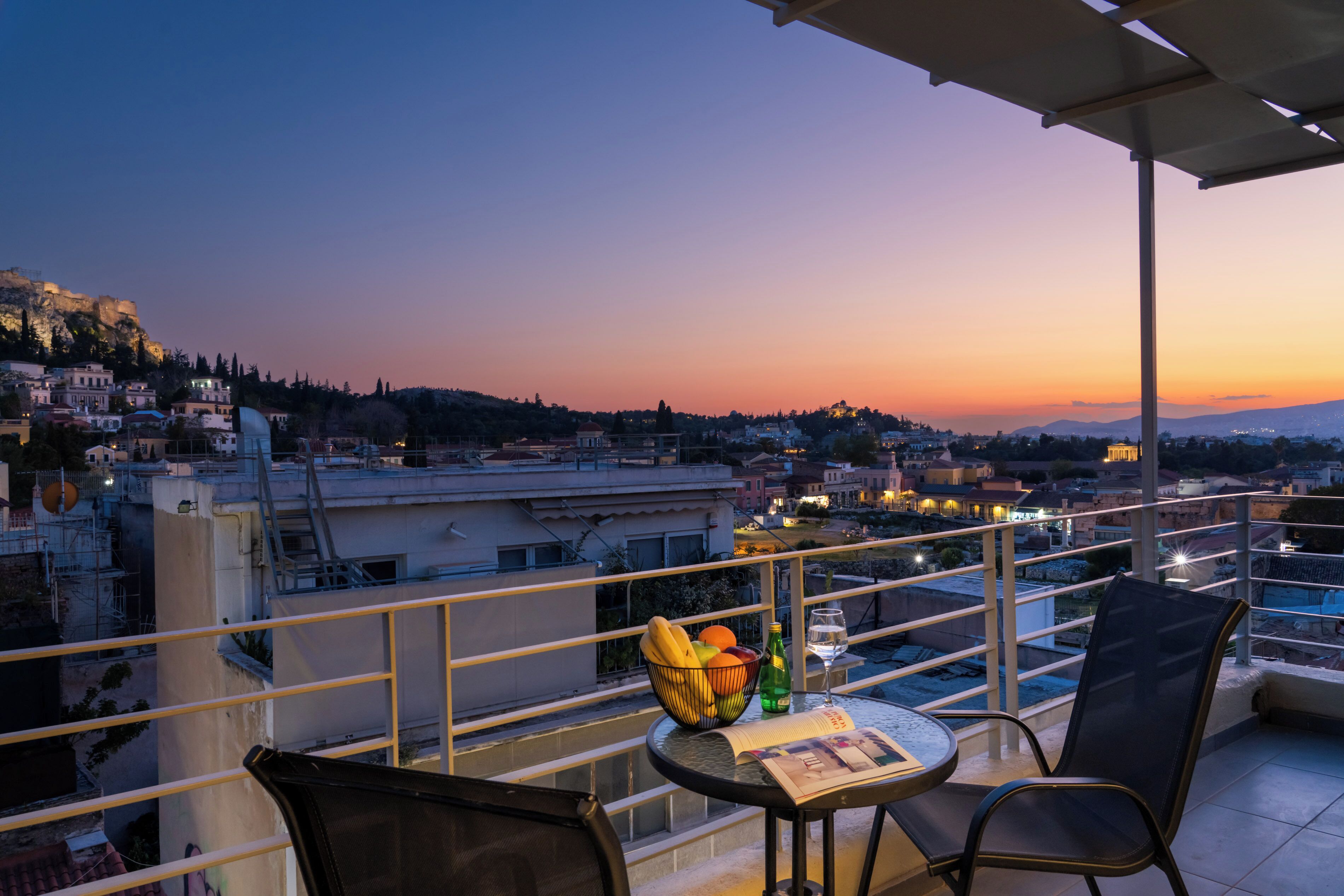 Penthouse - 1 queensize-säng - utsikt mot bergen | Terrass/Patio