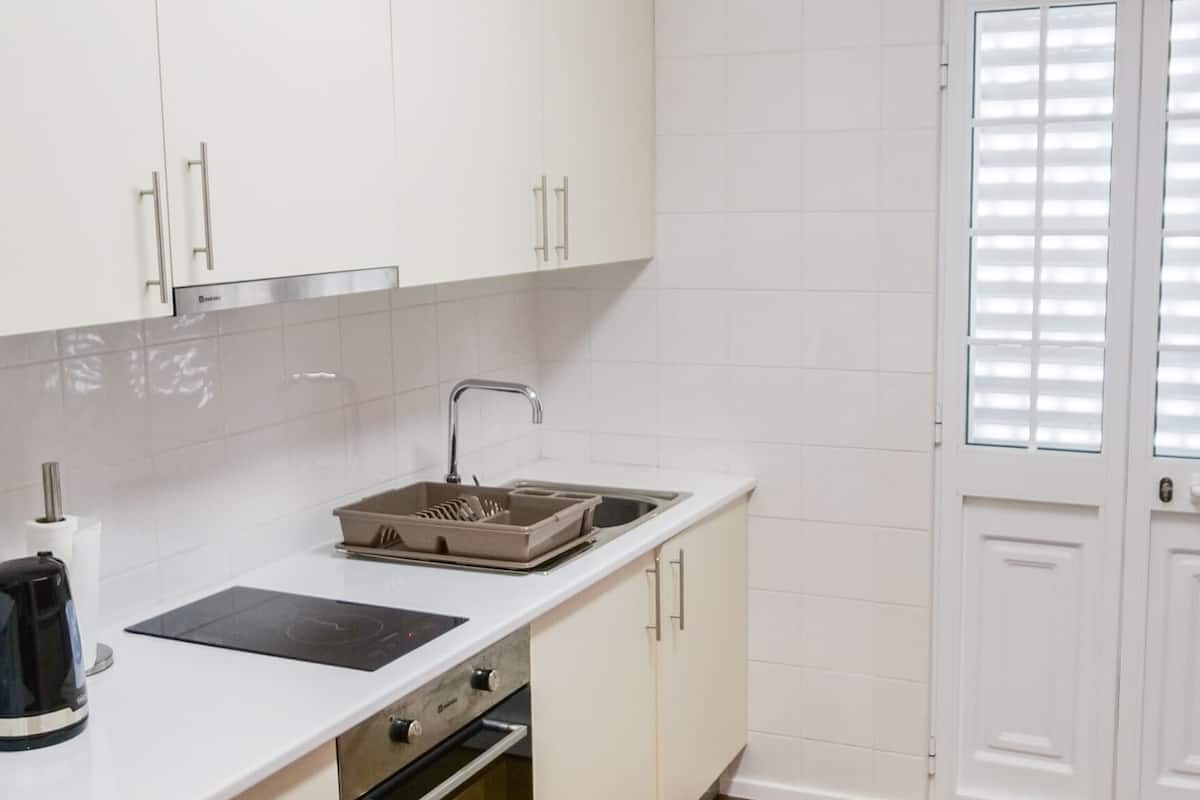 studio, 1 queen bed with sofa bed (red) | private kitchenette | espresso maker, coffee/tea maker, electric kettle