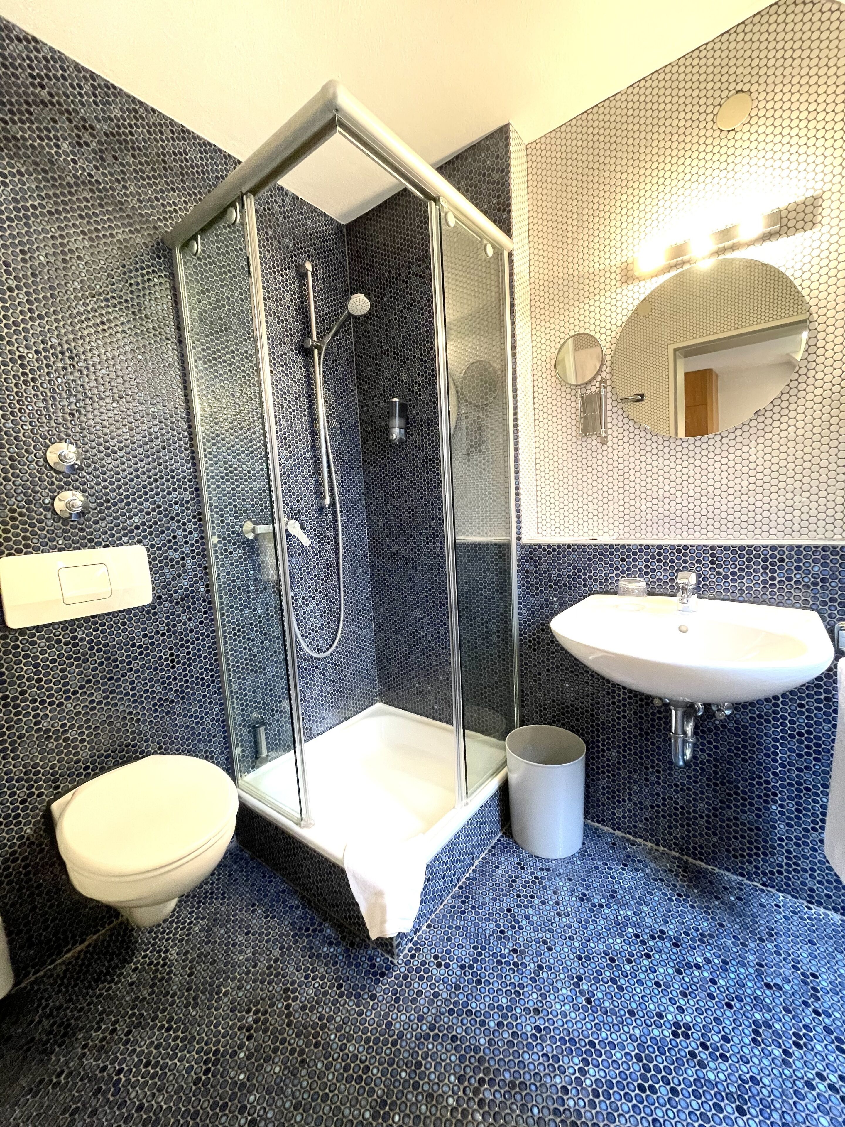 single room, courtyard view | bathroom | shower, hair dryer, towels