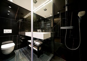 Comfort Room | Bathroom | Hair dryer, slippers, towels, toilet paper - Artale 07 - Adults Only (Split)