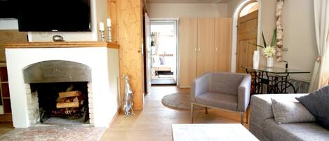 Apartment, 2 Bedrooms, Ground Floor | Living area | Flat-screen TV, DVD player