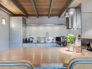 Fridge, microwave, oven, electric kettle