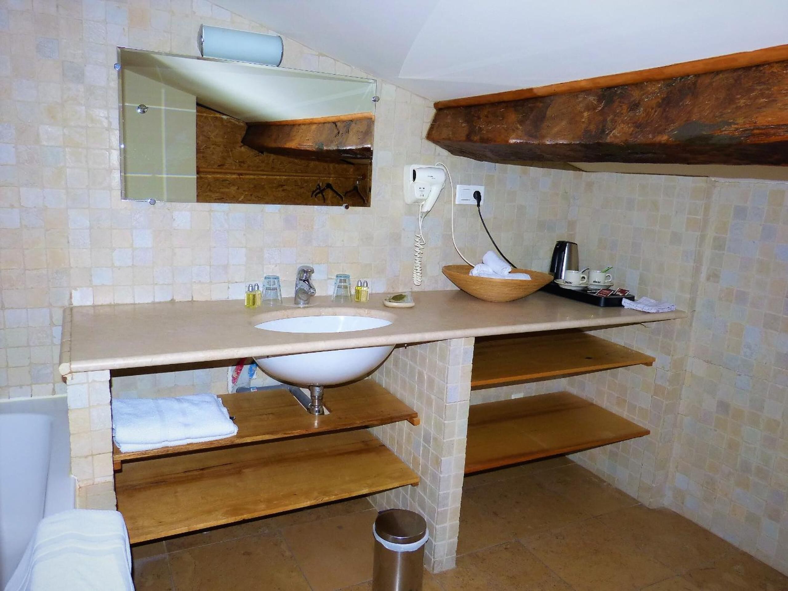 free toiletries, hair dryer, towels