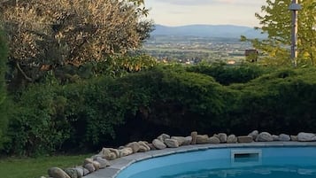 Outdoor pool, sun loungers