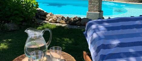 Outdoor pool, sun loungers