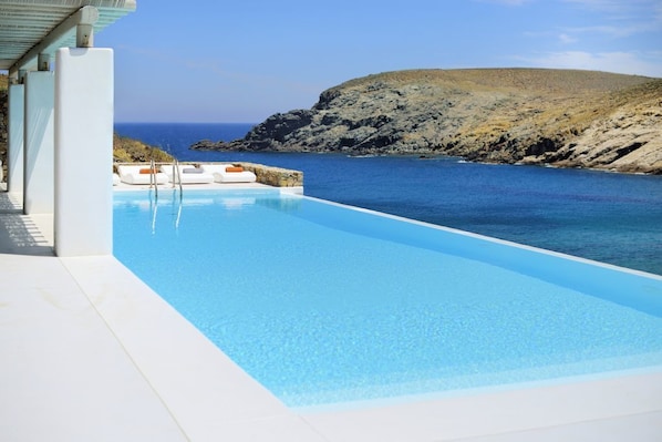 Outdoor pool, pool loungers