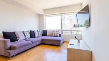 TV, books, stereo, offices