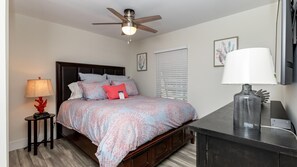 3 bedrooms, desk, iron/ironing board, travel cot