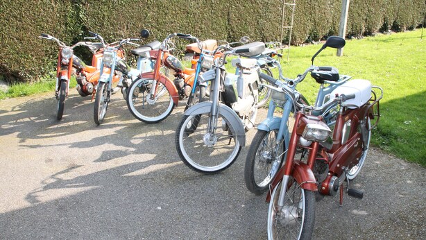 A row of vintage bicycles parked on a gravel path. - Le Haut Mesnil - 5 (Mesnil-Follemprise)