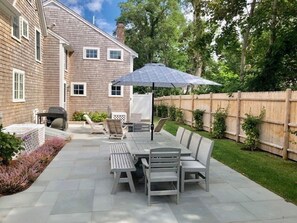 Large, private, relaxing outdoor dining area and patio -- a great place to gather.