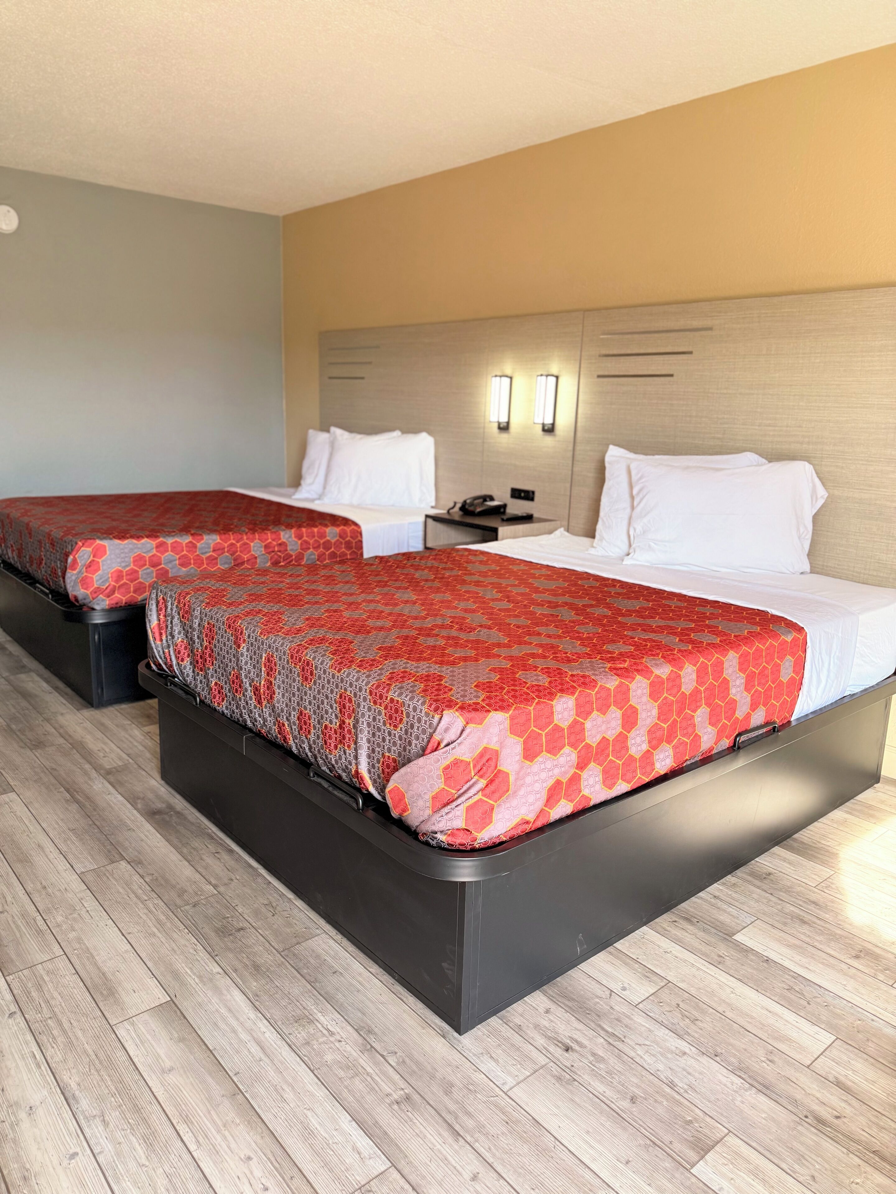 Desk, laptop workspace, blackout curtains, soundproofing