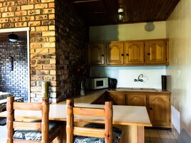 Superior Chalet, Mountain View | Private kitchen | Fridge, microwave, cookware/dishes/utensils