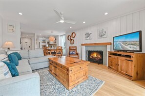 TV, fireplace, DVD player, table football