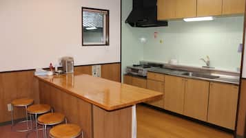 Fridge, microwave, electric kettle, rice cooker