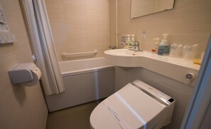 Twin Room | Bathroom | Free toiletries, hair dryer, slippers, electronic bidet