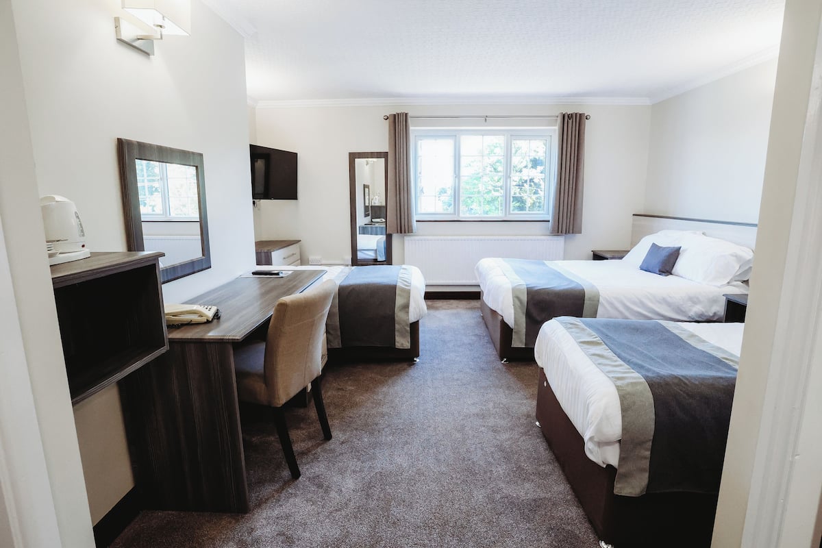 quadruple room, multiple beds | desk, laptop workspace, iron/ironing board, free wifi