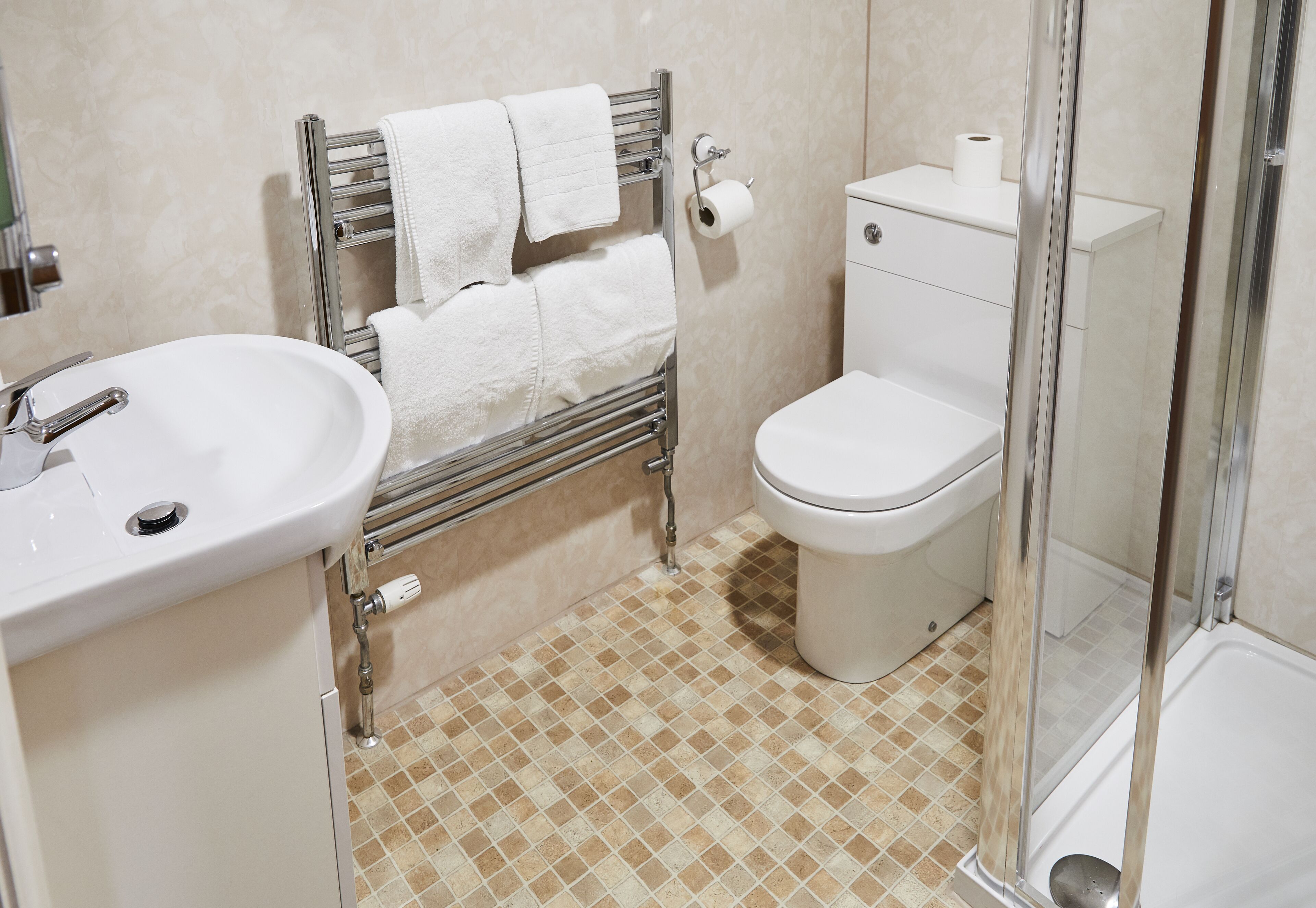 twin room, multiple beds | bathroom | shower, hair dryer, towels