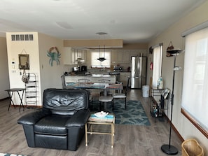 Smart TV, fireplace, foosball