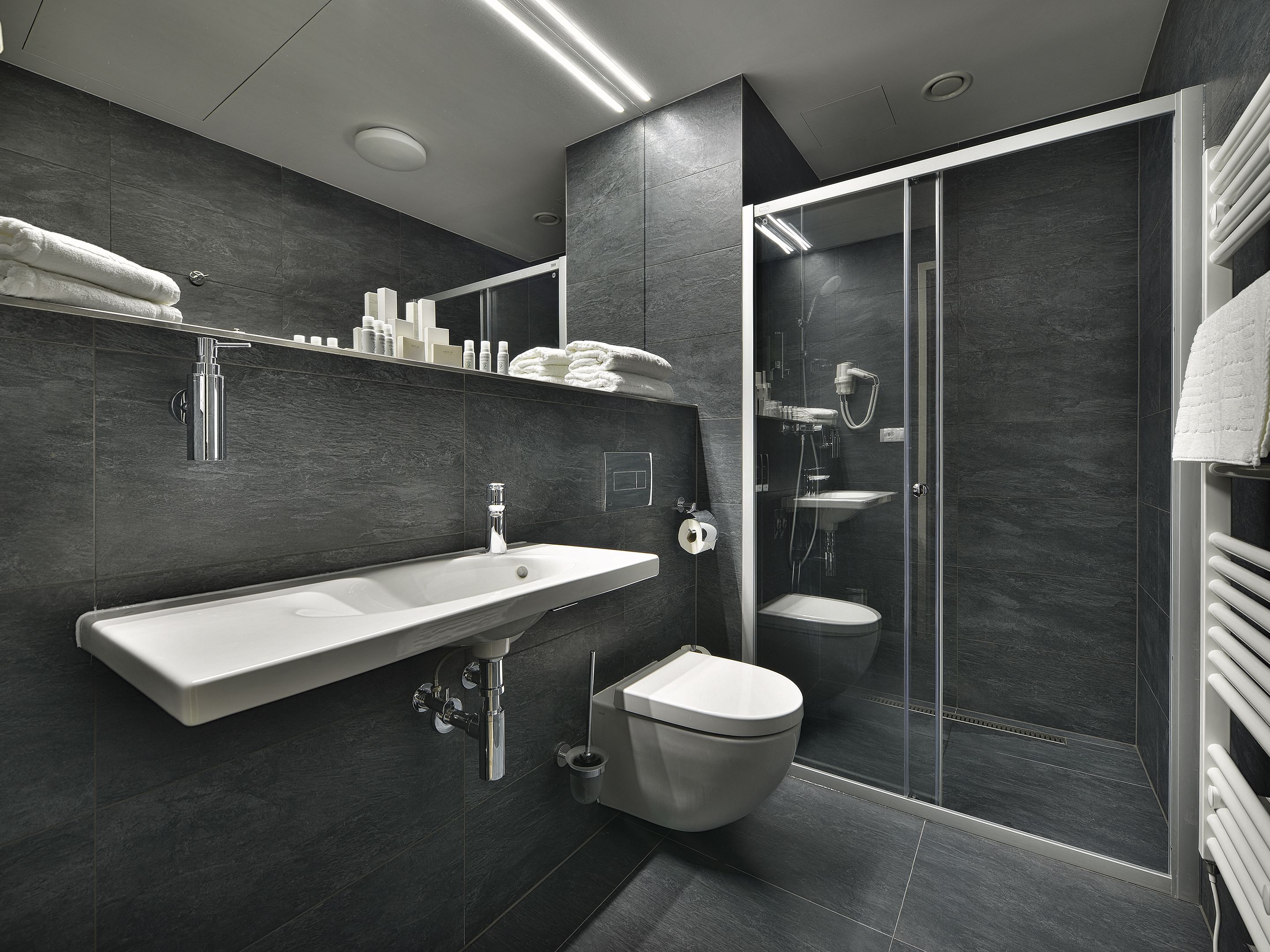 free toiletries, hair dryer, bathrobes, slippers