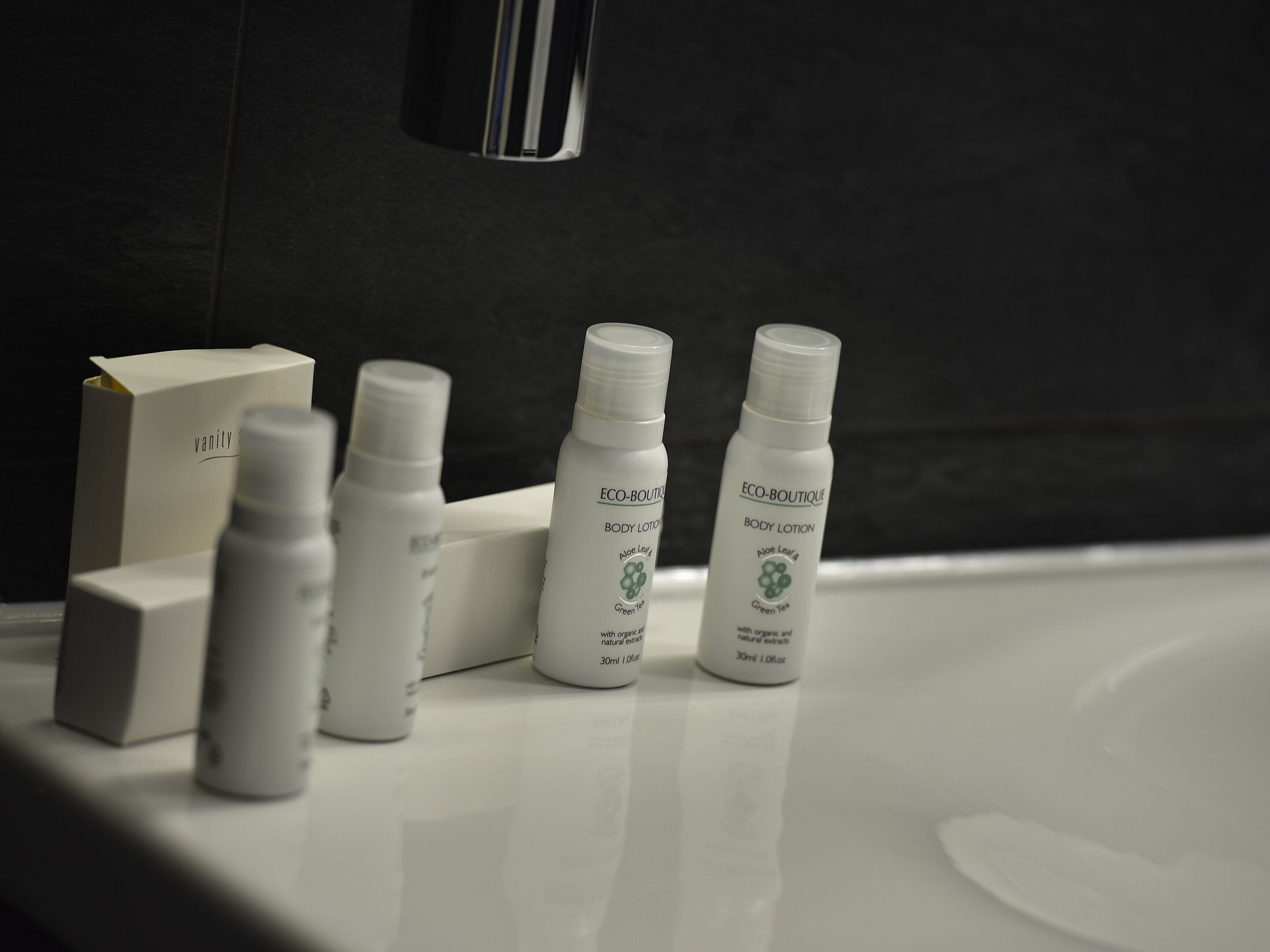 free toiletries, hair dryer, bathrobes, slippers