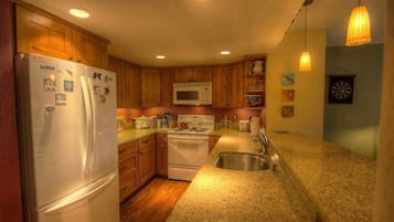 Condo, Multiple Beds, Fireplace, Mountain View | Private kitchen | Microwave, stovetop, dishwasher, coffee/tea maker
